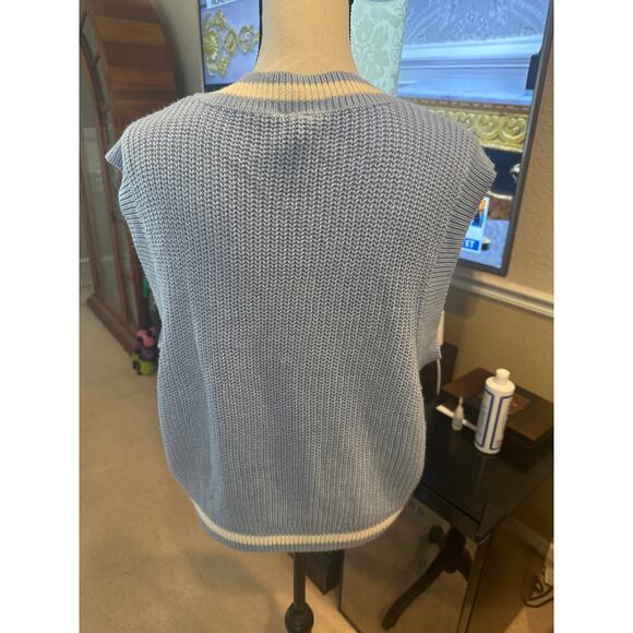 Gray and Cream Women's Sweater Vest - Picture 2 of 2